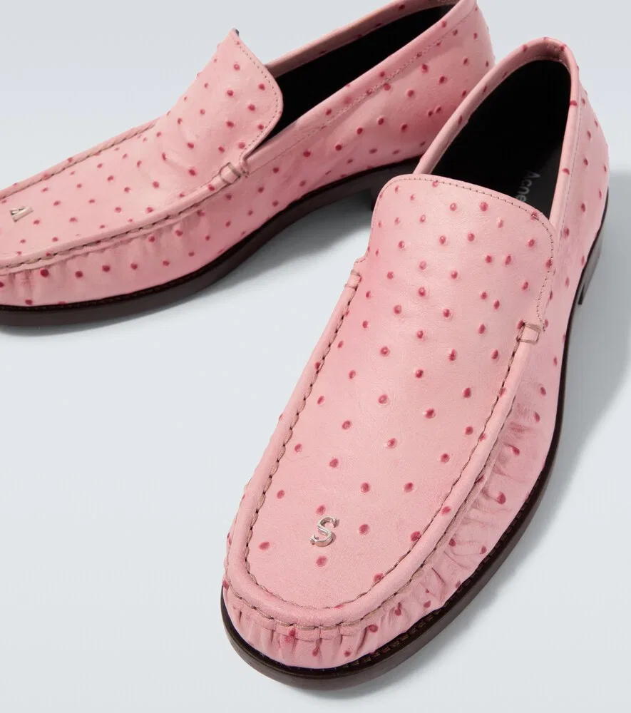 Лоферы из кожи, имитирующей кожу страуса Acne Studios, розовый — фото 3