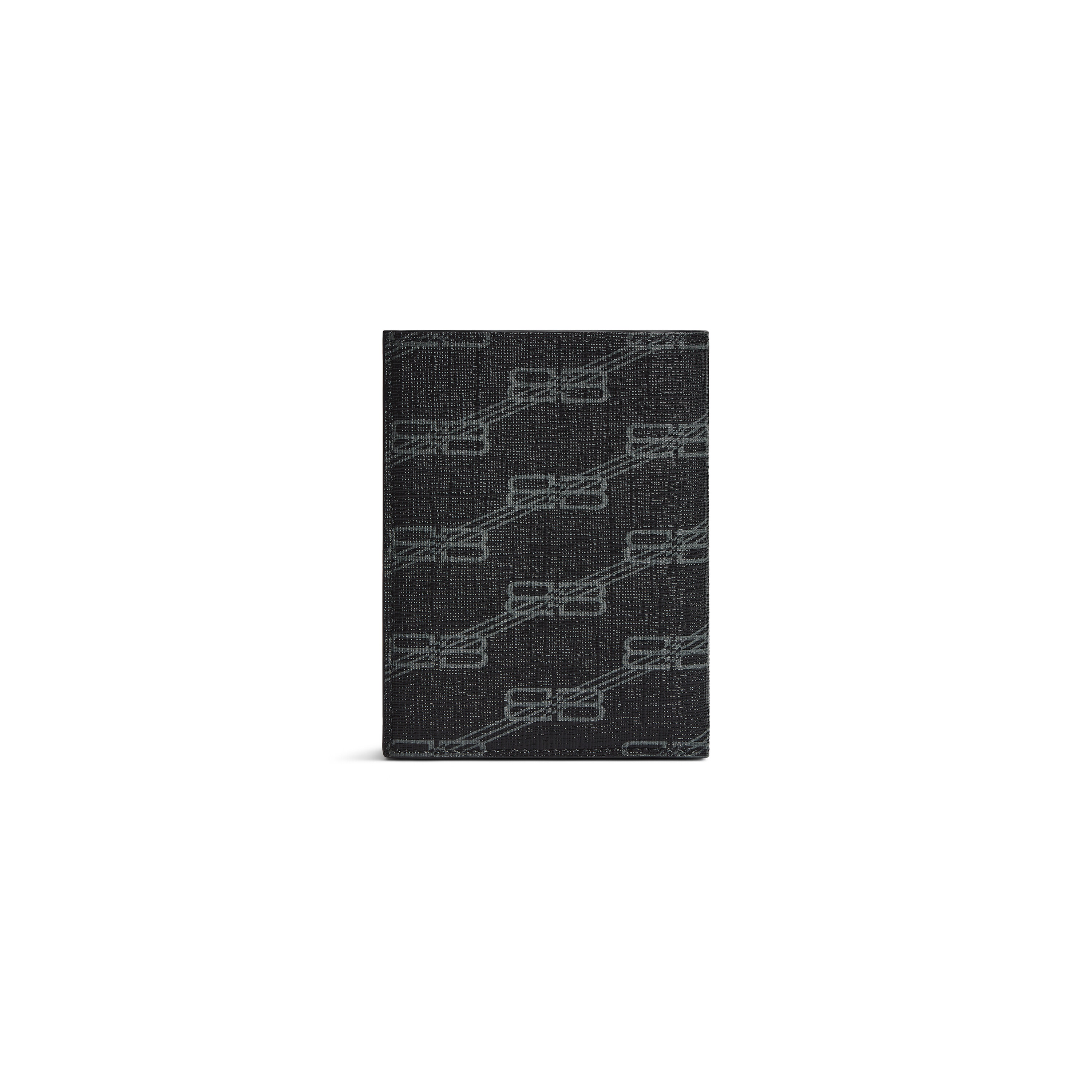 Фирменный вертикальный двухслойный кошелек BB Monogram из покрытого холста BALENCIAGA, черный/серый — фото 3