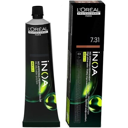 

INOA Перманентный краситель без аммиака #7.31 60г L'Oréal, Черный, INOA Перманентный краситель без аммиака #7.31 60г L'Oréal