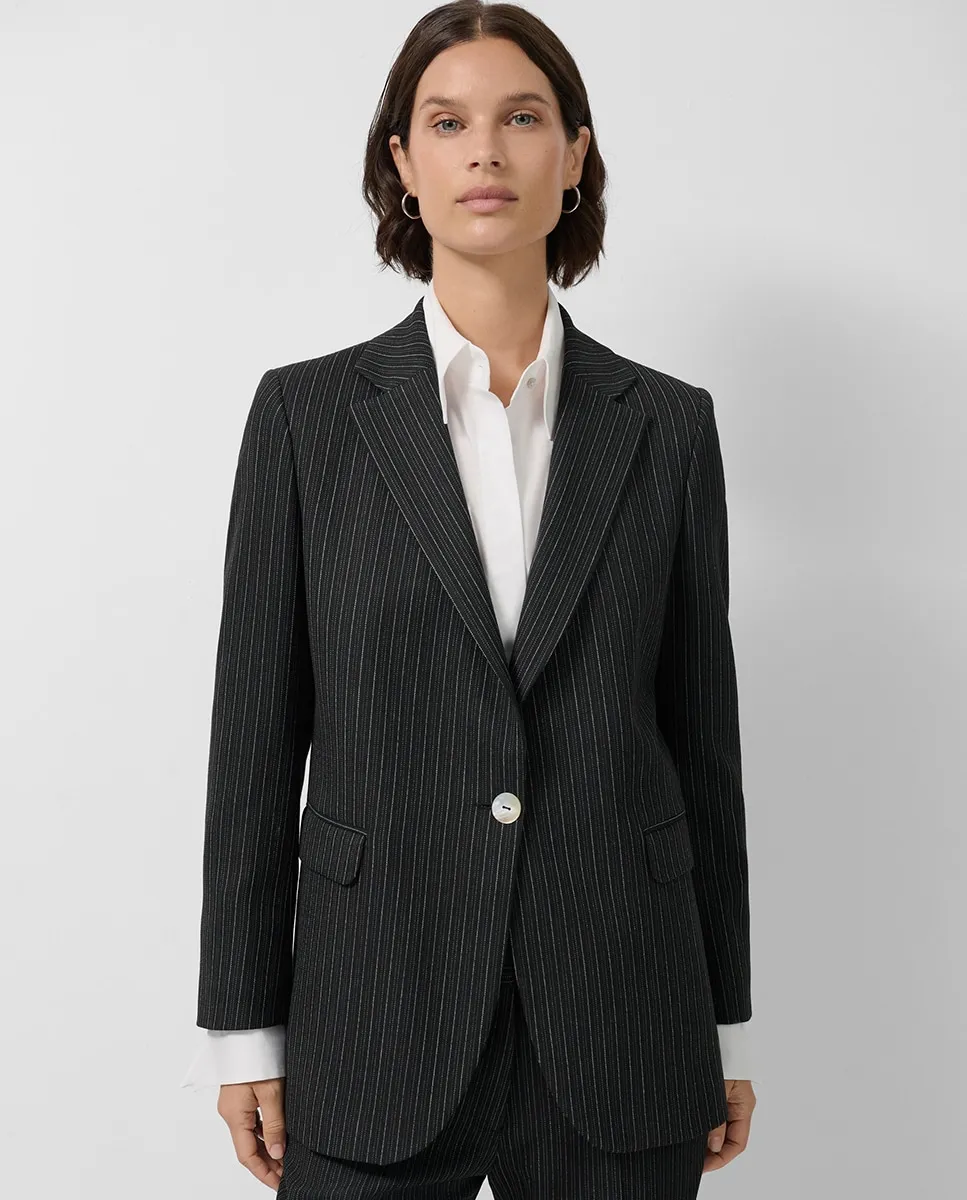 

Женский блейзер на одну пуговицу с тканью в елочку из канители Roberto Verino, черный