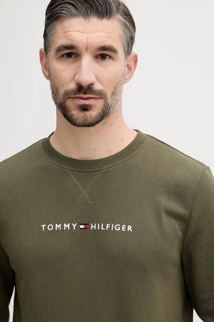 Худи мужское с флисом Tommy Hilfiger, зеленый — фото 4