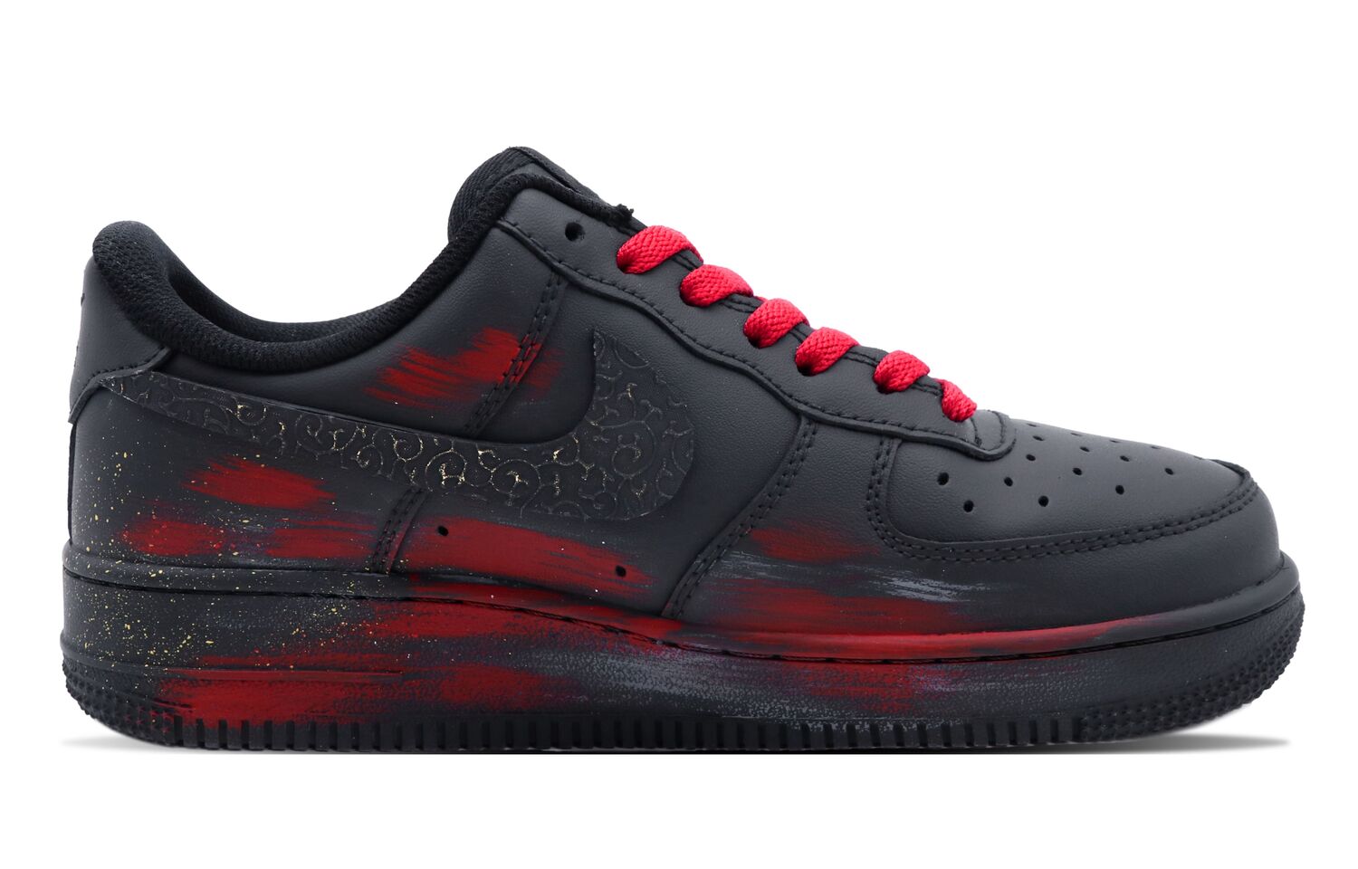 Кроссовки Nike Air Force 1 Low Top Skateboard Unisex черные с красным — фото 2