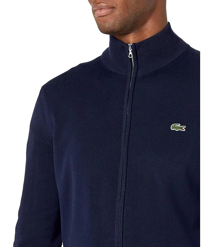 Свитер с высоким воротником флис полносью застежка на молнии Lacoste, Black/Gold — фото 3