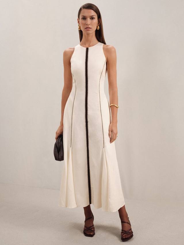 

Платье без рукавов в тонкую полоску Reiss, цвет Ivory/Black