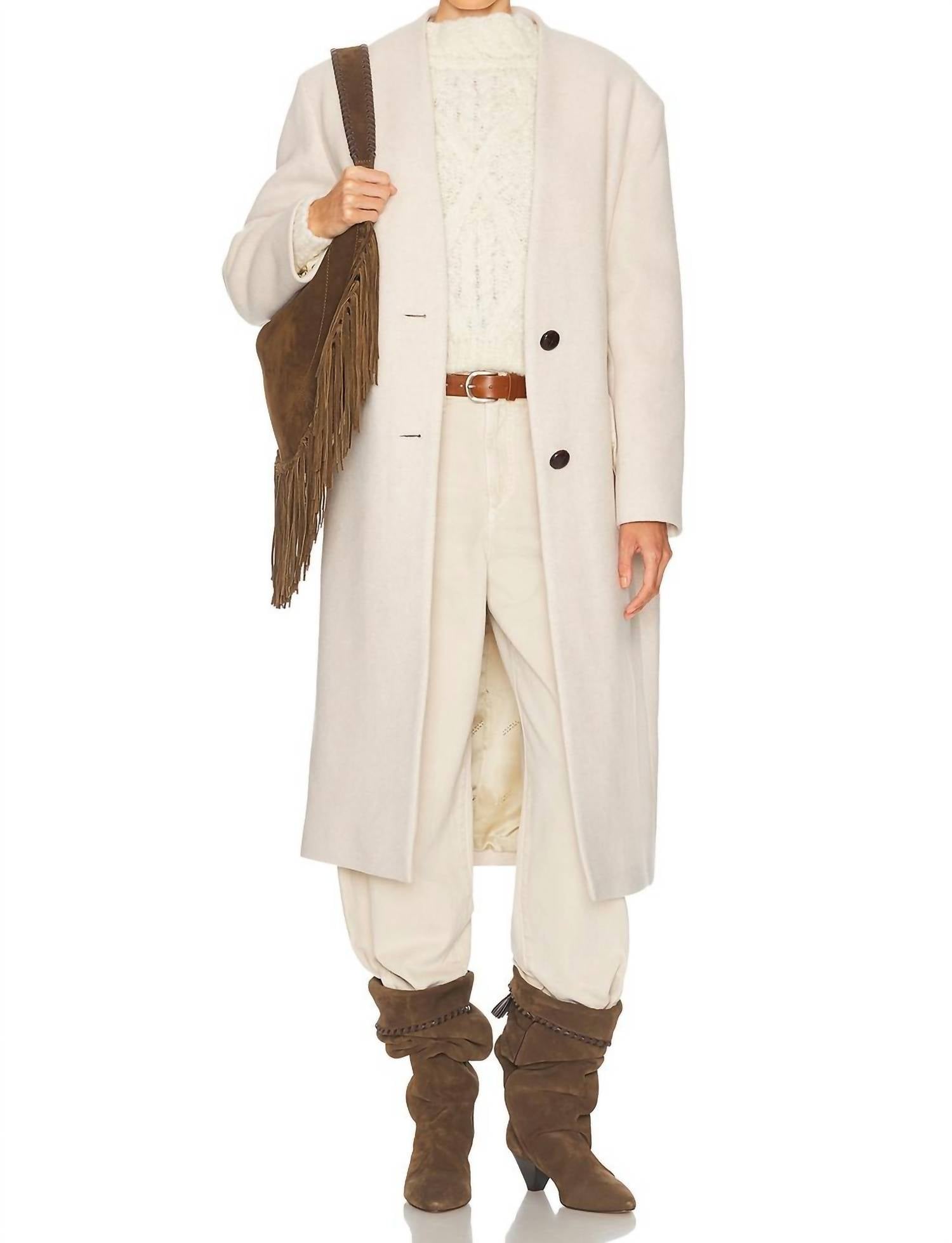 

Пальто Florane с длинными рукавами цвета экрю Isabel Marant, экрю