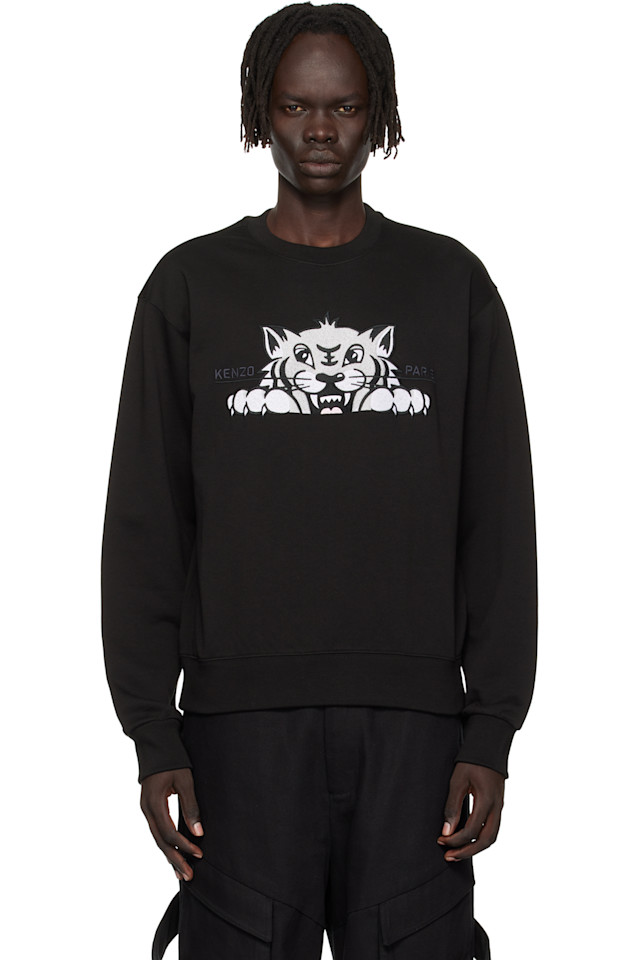 

Свитшот Kenzo Paris 'Kenzo Happy Tiger' с вышивкой, черный