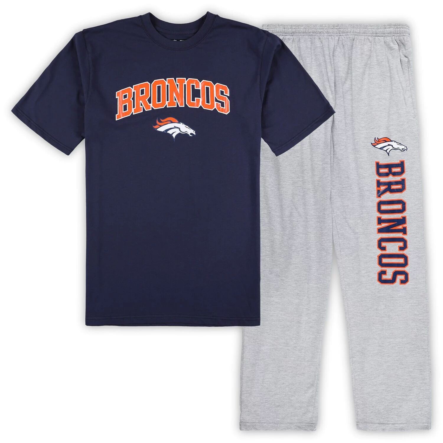 

Мужская футболка Concepts Sport темно-синего/серого цвета Denver Broncos с футболкой и пижамными штанами для сна