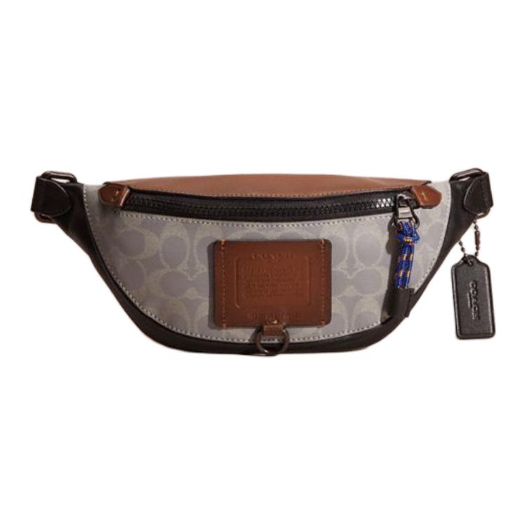 

COACH Rivington Coated Canvas With Leather Fanny Pack Large Women's Black Copper & Silver
