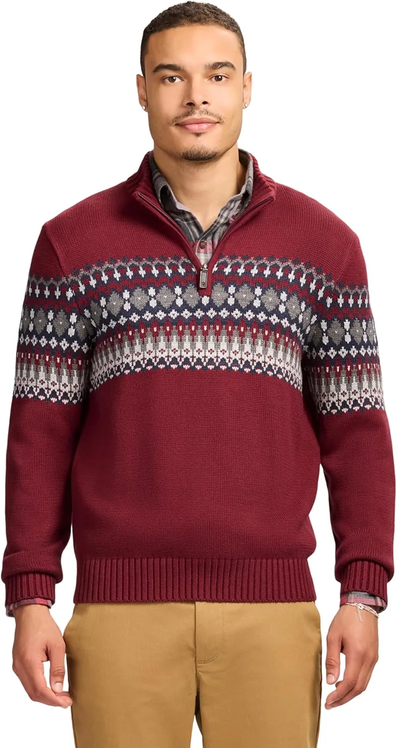 

IZOD мужской праздничный свитер с молнией на четверть