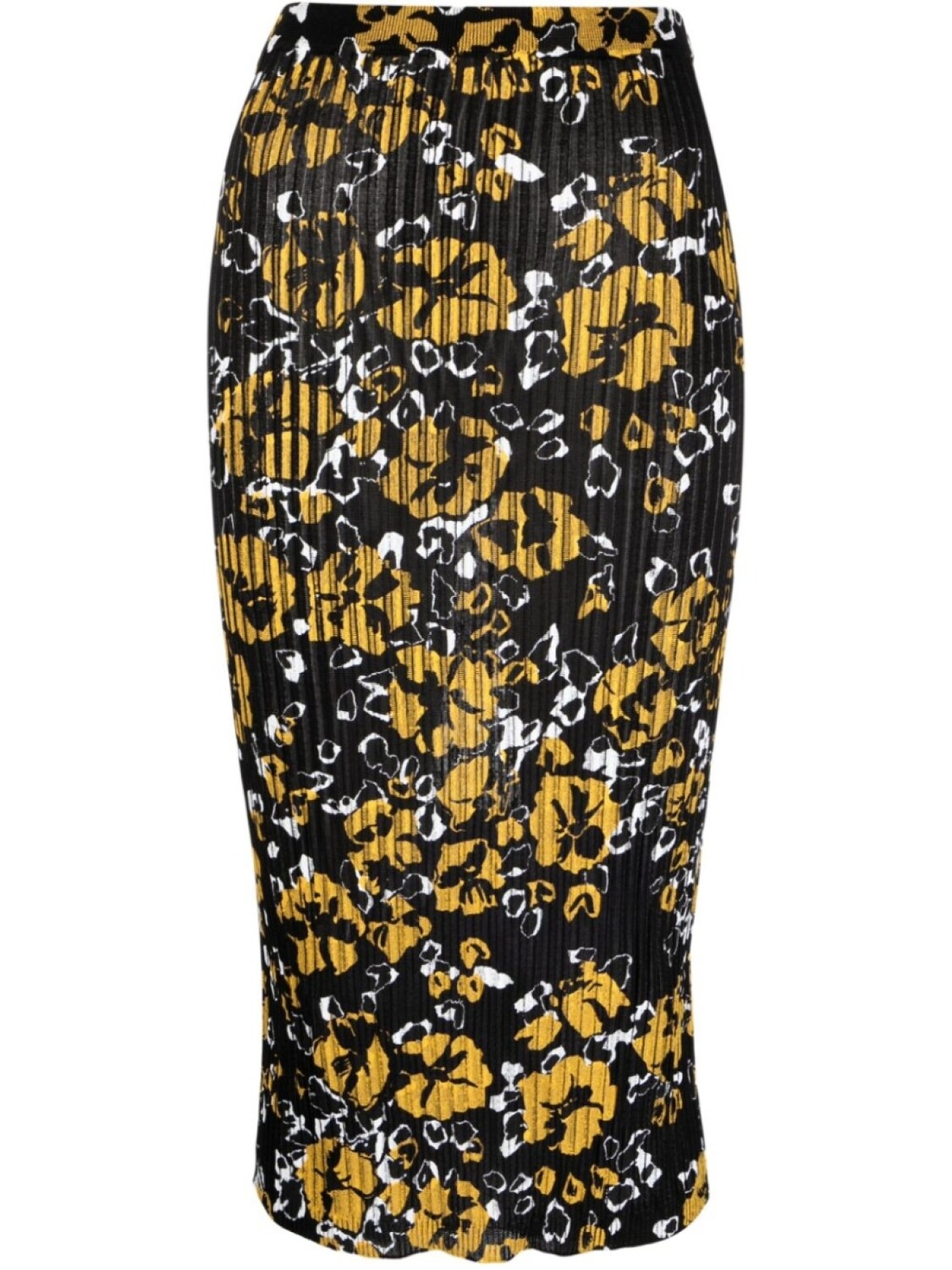 

Lanvin юбка миди в рубчик с цветочным узором, черный