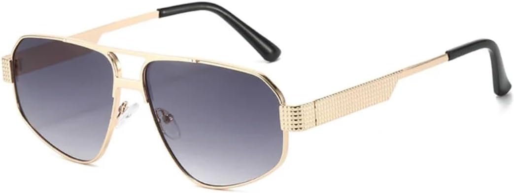 

Винтажные квадратные солнцезащитные очки для женщин и мужчин, роскошные очки в металлической оправе, панк-стиль, для вождения, защита от УФ-излучения UV400 TVTBBVV, Gold-gray