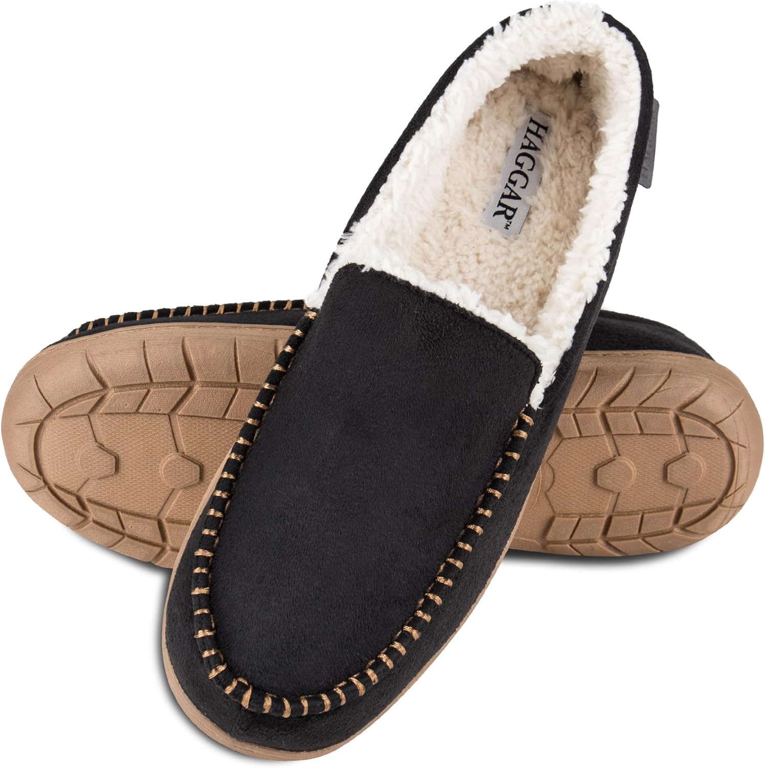 Мужские домашние тапочки Haggar Venetian Slipper для дома и улицы с комфортом из пены с эффектом памяти, черный — фото 4