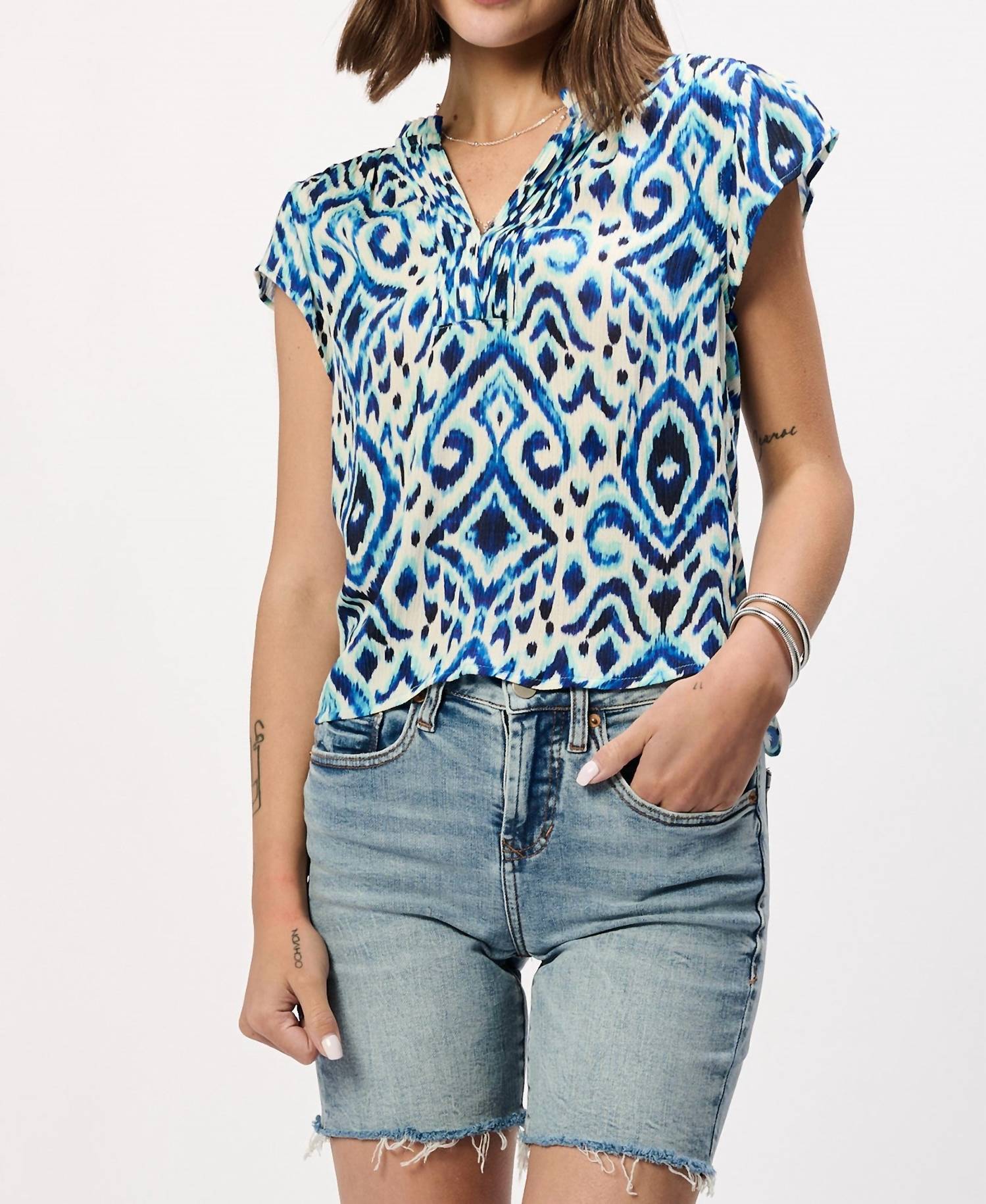 

Блузка Blair с коротким рукавом в разноцветном принте Another Love, мультиколор