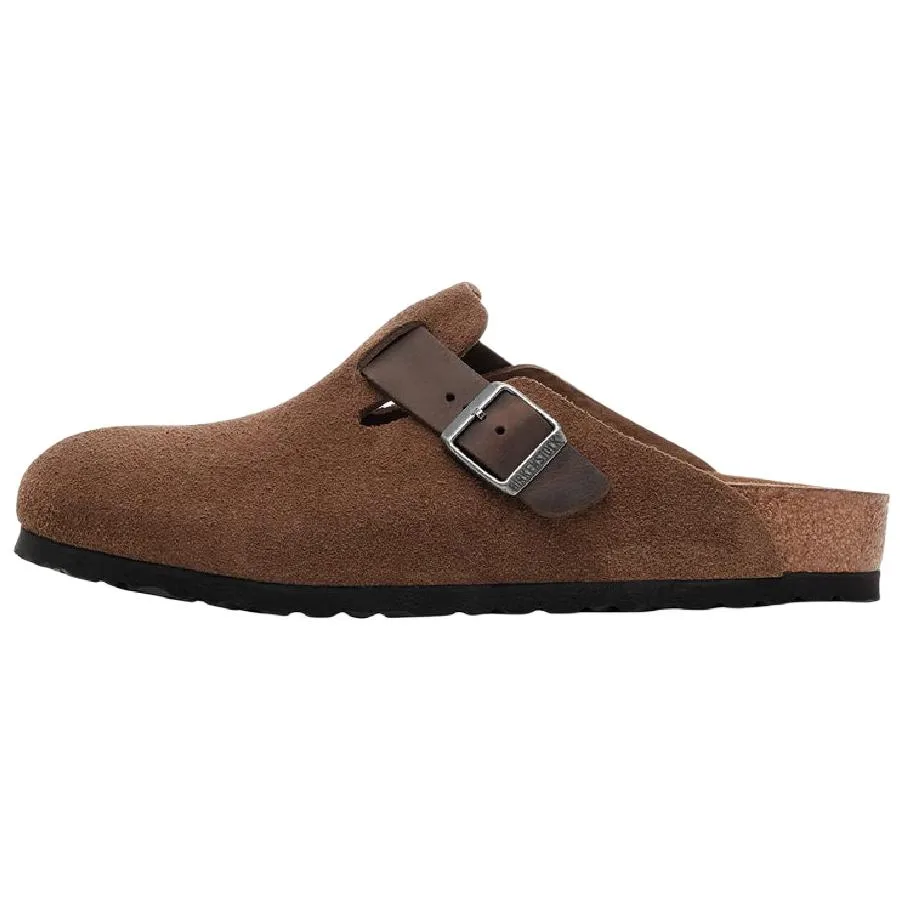 Сабо с пряжкой из замши Birkenstock, коричневый