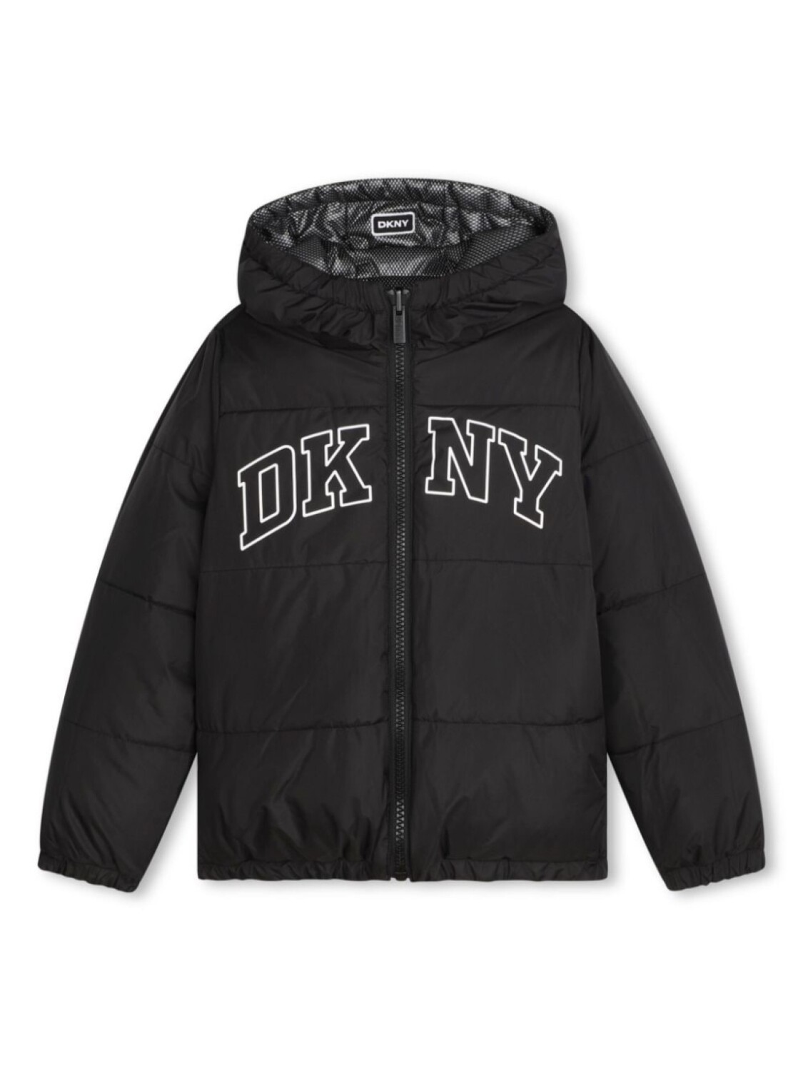 Dkny Kids двусторонняя куртка-пуховик с логотипом, черный — фото 3