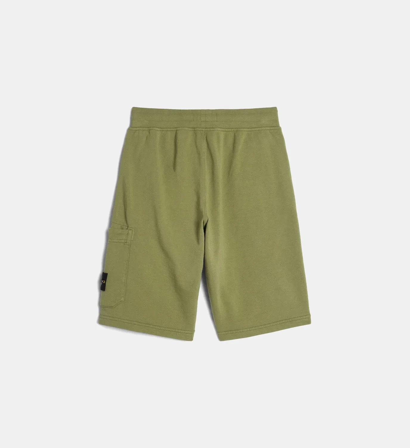 Фирменные прямые шорты из хлопкового флиса Stone Island, хаки — фото 2