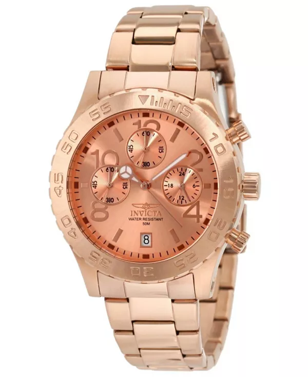 

Мужские кварцевые часы-хронограф 1271 с циферблатом из розового золота Invicta, gold