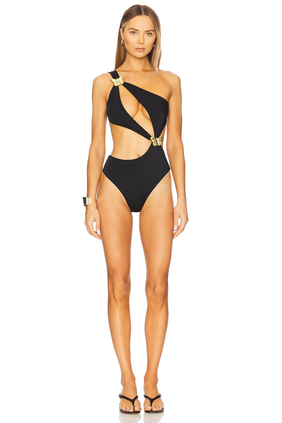 

Купальник однотонный на одно плечо Orbit butterfly Cin Cin, black