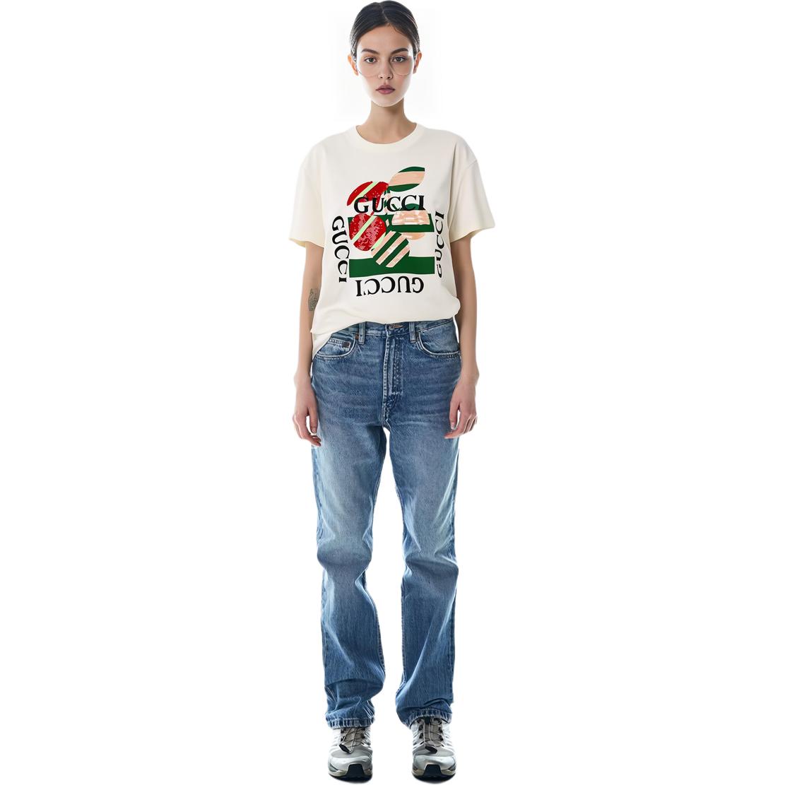 Футболка женская GUCCI SS23 Ecru, Классический крой, Экрю — фото 4
