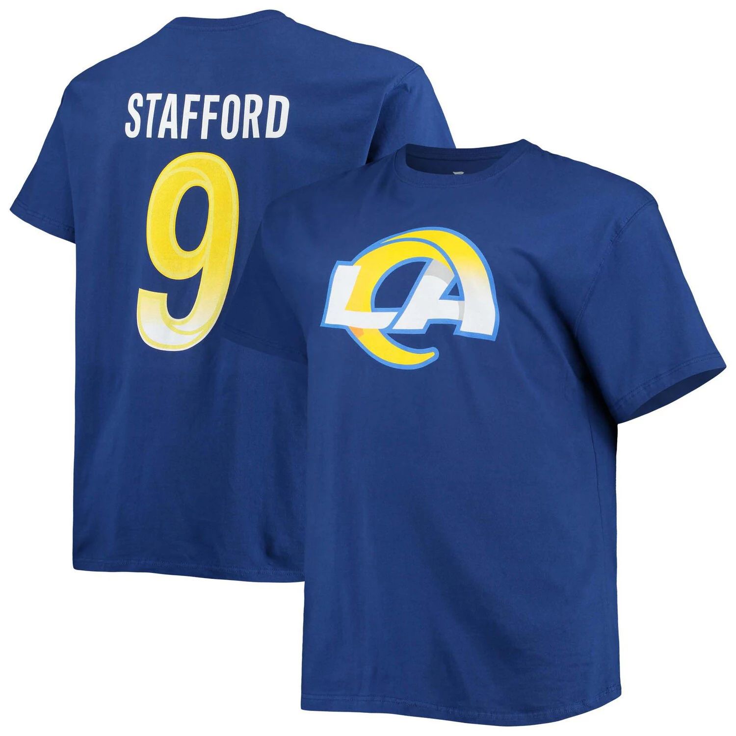 

Мужская футболка с именем и номером игрока Matthew Stafford Royal Los Angeles Rams Big & Tall Fanatics