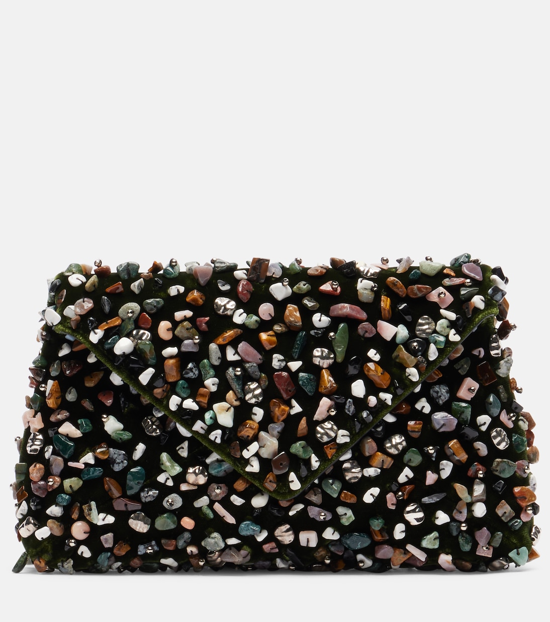 

Клатч с декором в виде конверта Dries Van Noten, оливковый