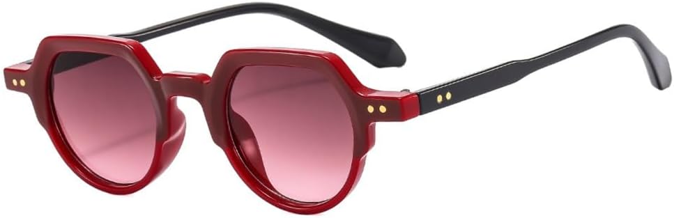 

Солнцезащитные очки неправильной формы для женщин, ретро, ​​круглые, с прозрачными линзами цвета океана, защита от УФ-излучения UV400; солнцезащитные очки для мужчин с заклепками в стиле панк LANGSER, Red