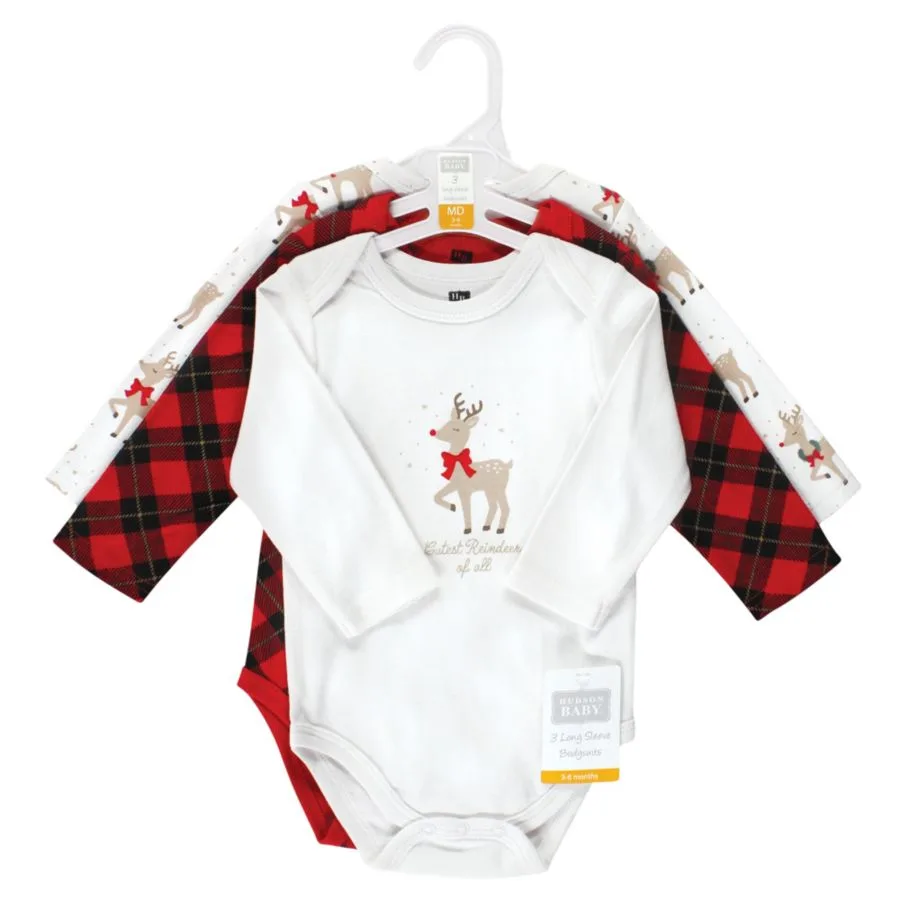 Hudson Baby Хлопковые боди с длинными рукавами, комплект из 3 штук, с принтом цвета корицы — фото 2