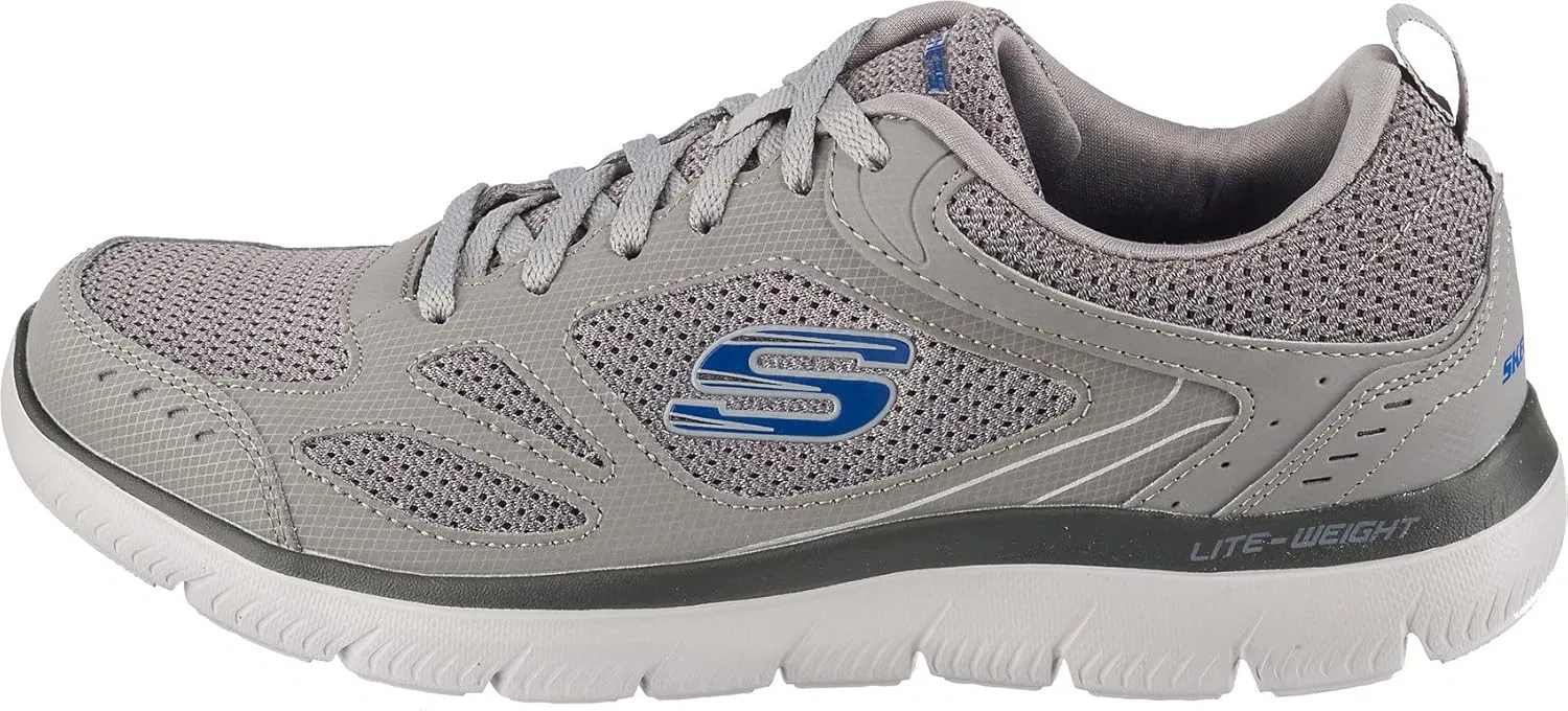 Мужские кроссовки Skechers Summits - South Rim для тренировок, спортивная обувь, Gray Leather Mesh Trim — фото 2