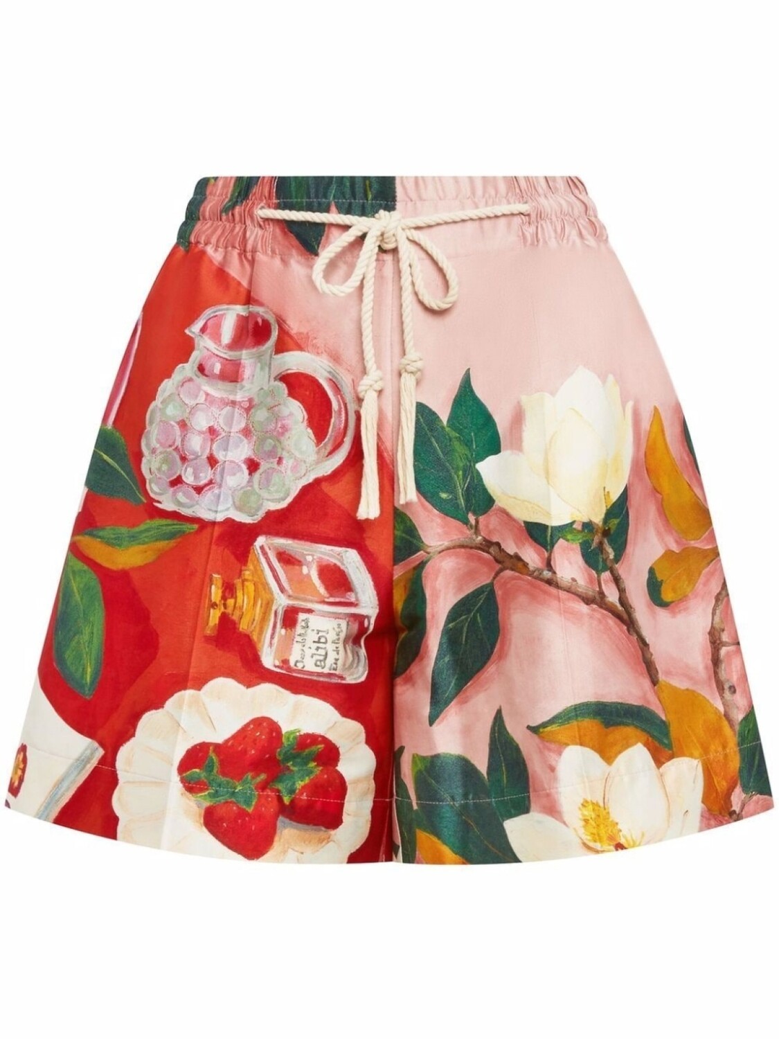 

Oscar de la Renta атласные шорты с цветочным принтом, розовый