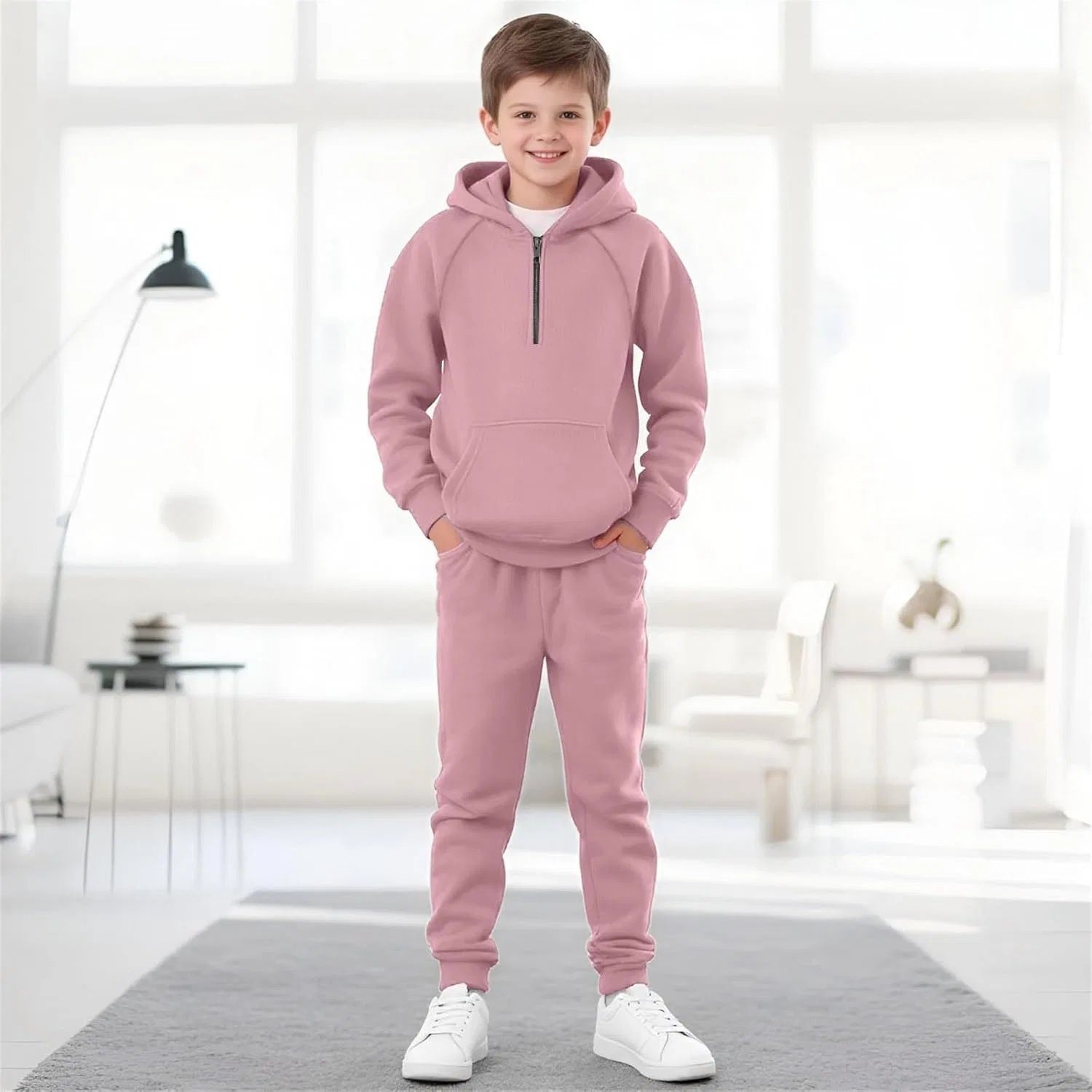 Детский спортивный костюм флисовый, Generic, 2 предмета, Pink — фото 3