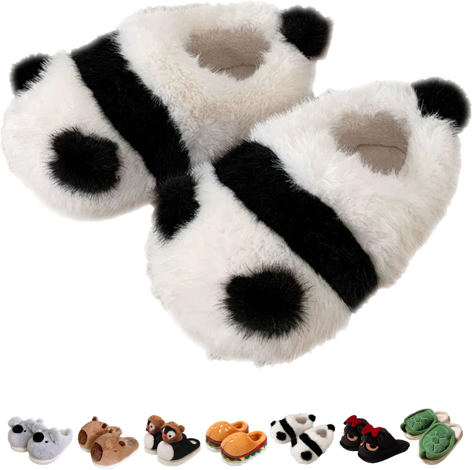 

Тапочки Jfxgjuv Koala, милые плюшевые тапочки в виде животных для женщин и мужчин: носорог, енот, ленивец, пингвин, панда, кот. Мягкие тапочки с эффектом памяти, теплые и пушистые для зимы, для дома и улицы, черный