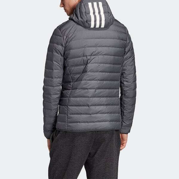Пуховик adidas Varilite 3s H J Stay Warm Outdoor logo hooded down Jacket Black, черный — фото 4