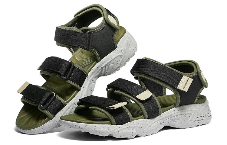 Пляжные сандалии Stamina Sandal мужские оливково-черные Skechers — фото 2