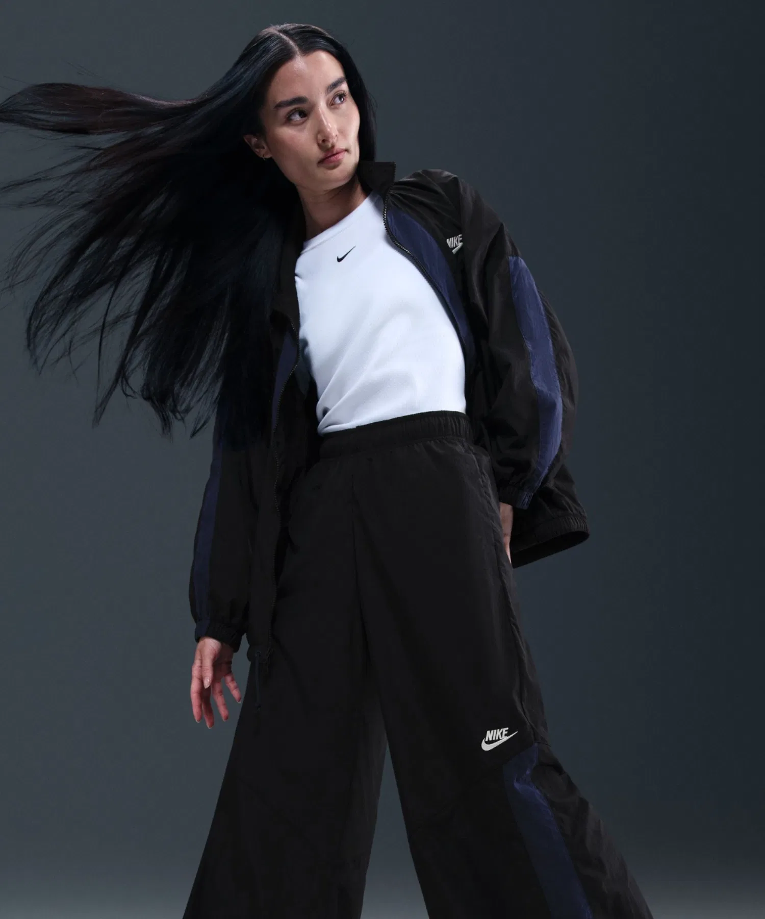 Женские брюки Nike Wide Leg из хлопка чёрные — фото 3