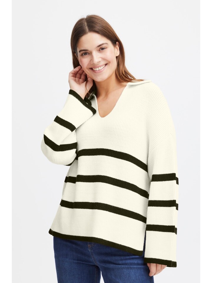 

Пуловер Fransa Strickpullover FRALLY PU 2 20613264 stylicher Strickpullover mit Kragen, белый