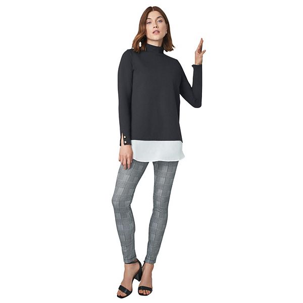 

Женские леггинсы plus size ponte Jessica London, Black Ivory Glen Plaid