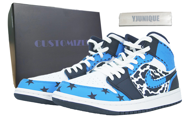 

Кроссовки Air Jordan 1 Vintage Basketball Shoes Men Mid-top Blue/white, темно-синий