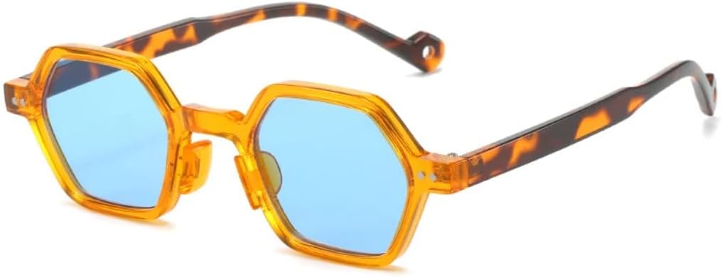 

Солнцезащитные очки в стиле ретро: квадратные, многоугольные, мужские, конфетные, с леопардовым принтом, защита от УФ-излучения UV400, женские, в тренде, панк, с заклепками UATXTAU, Orange Leopard Blue