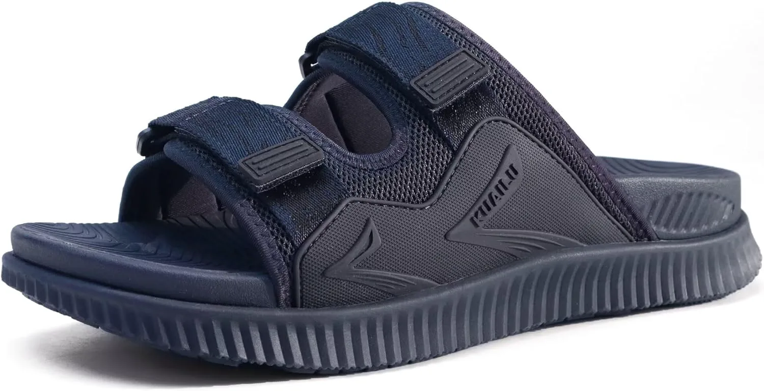 

Мужские ортопедические сандалии KuaiLu, спортивные сандалии с толстой амортизирующей подошвой для восстановления, регулируемый ремешок, открытый носок, с поддержкой свода стопы для комфортной ходьбы при подошвенном фасците, темно-синий