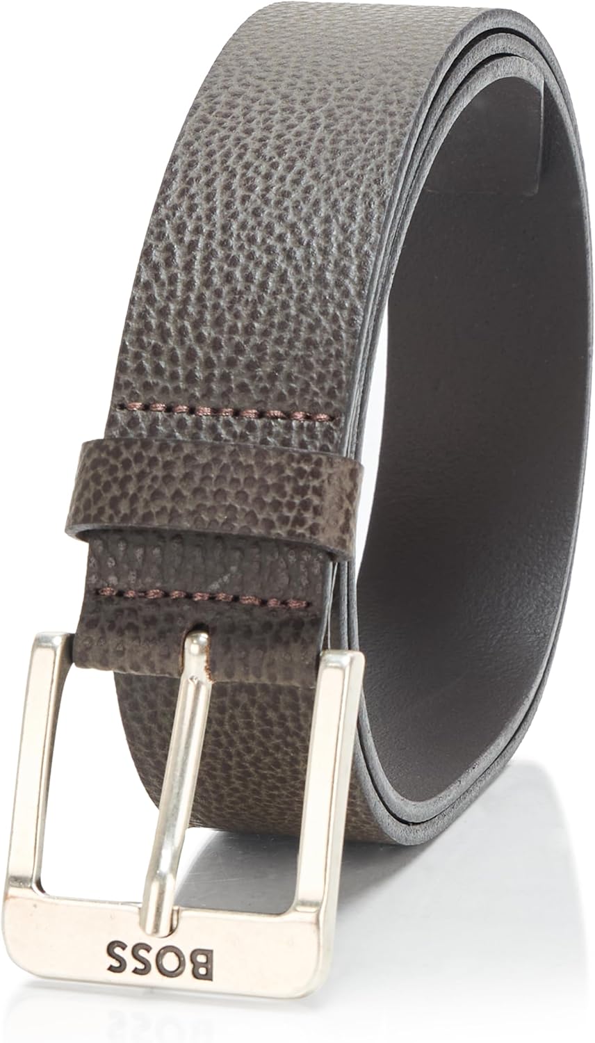 

BOSS мужской ремень Jemio с квадратной пряжкой из кожи, Brown Cedar