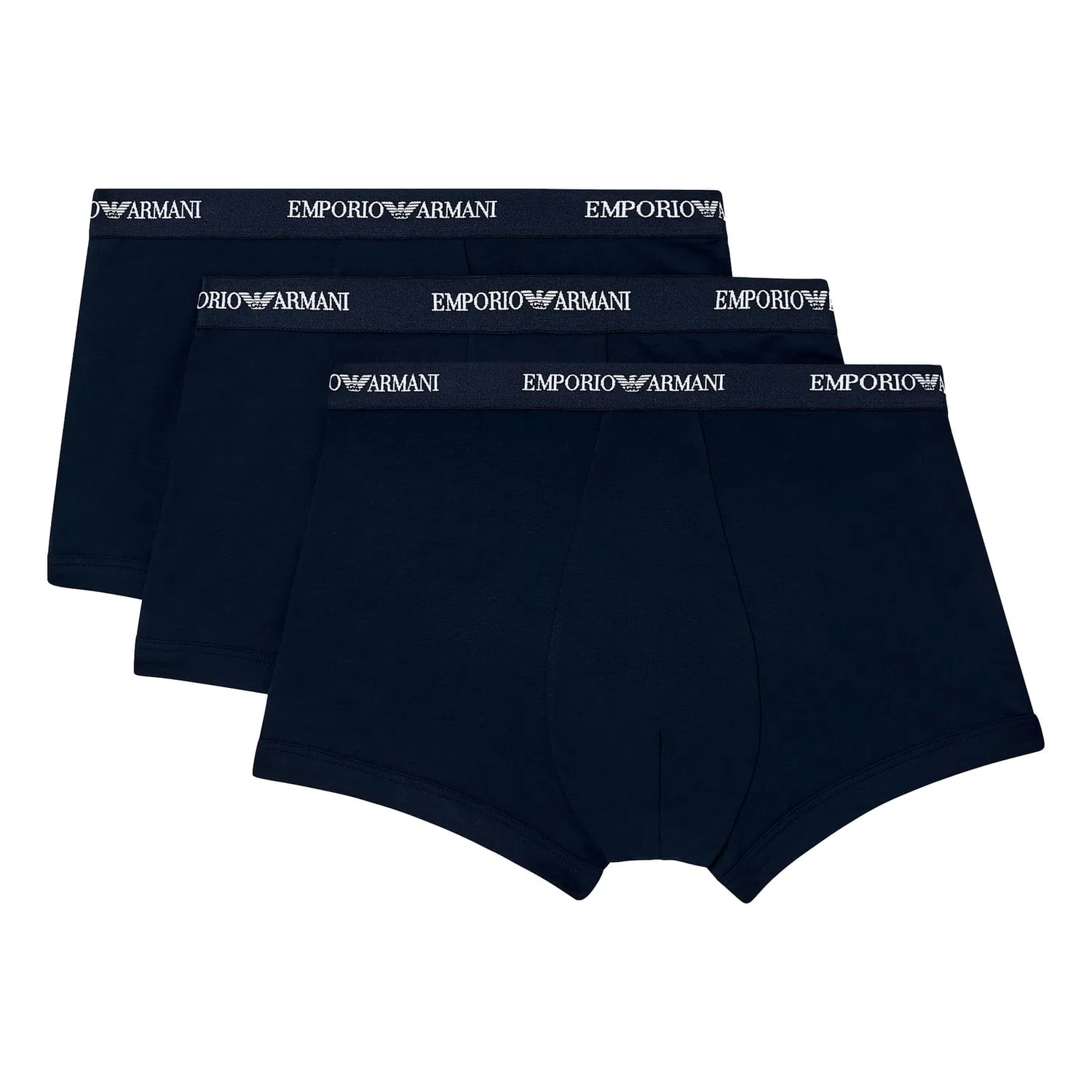 Боксеры 3-pack из хлопка с эластаном Emporio Armani, темно-синий