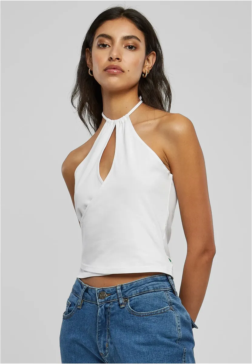 

URBAN CLASSICS Muscle Shirt " Urban Classics Женский короткий топ с бретелькой на бретельках с запахом", белый