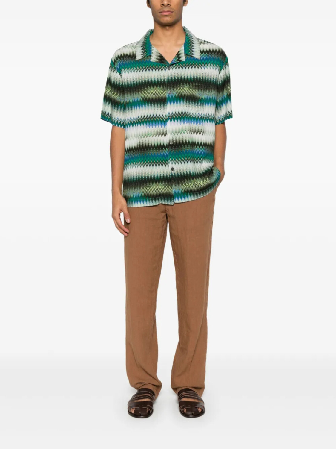 

Missoni рубашка с узором зигзаг, зеленый