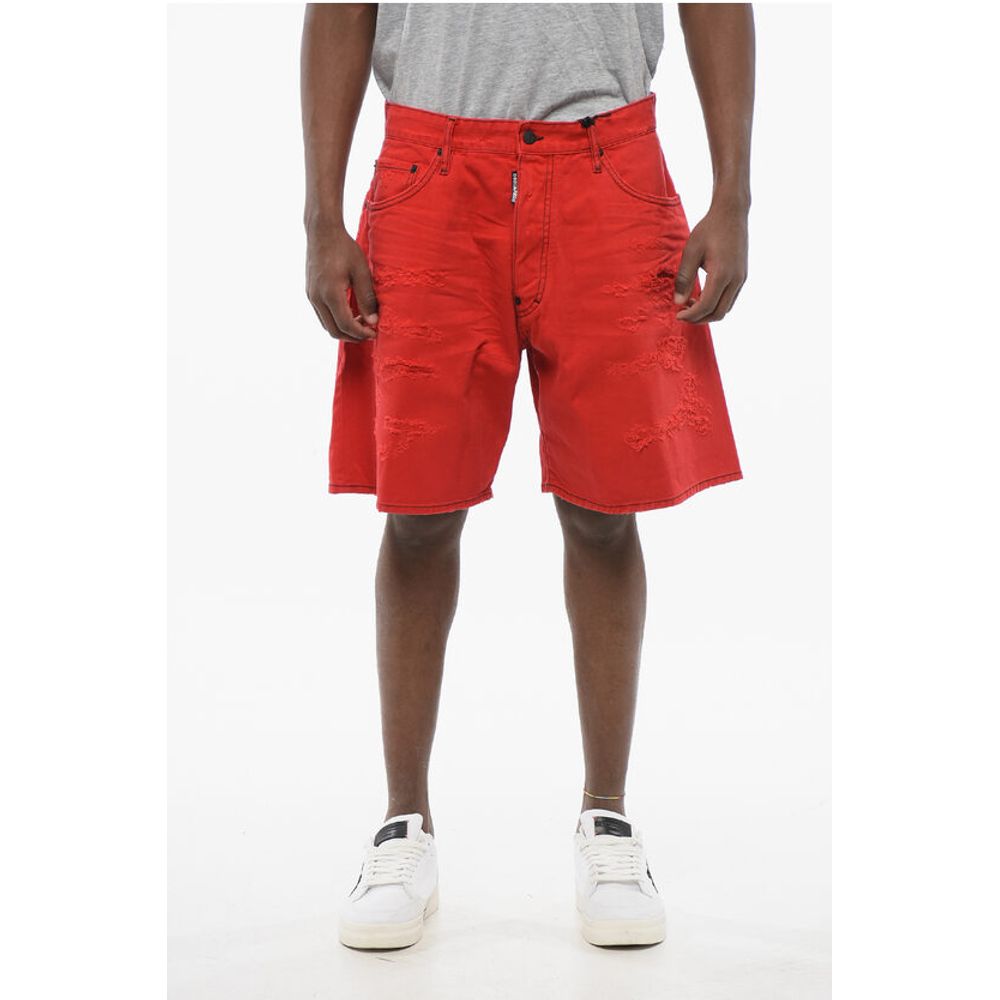 

Шорты-боксеры с потертостями из денима Dsquared2, Red