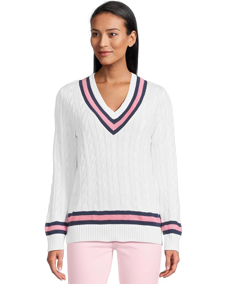 

Свитер Lilly Pulitzer Brockton Sweater, цвет Resort White X Rousseau Pink Tipping
