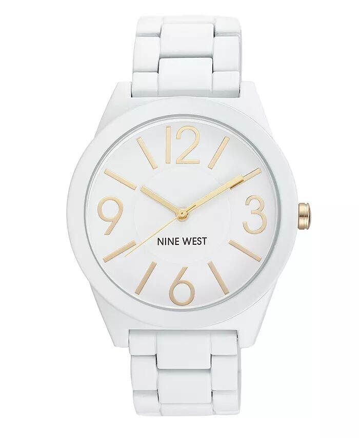 

Женские кварцевые часы-браслет из матового белого сплава, 42 мм Nine West