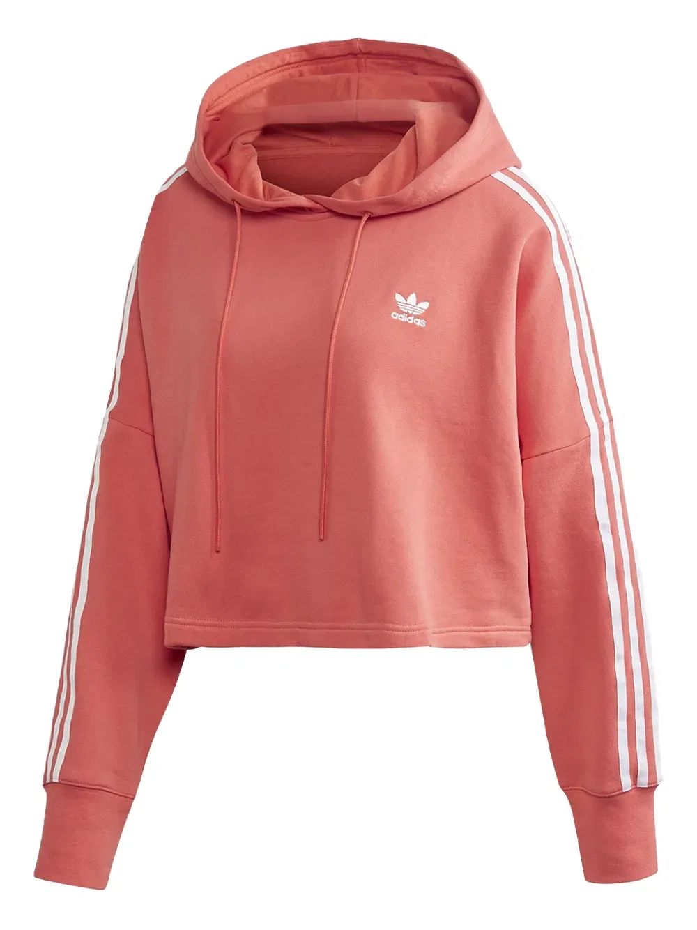 Укороченная куртка с капюшоном Originals Trefoil для женщин, цвет "trace scarlet / white" Adidas, оранжевый