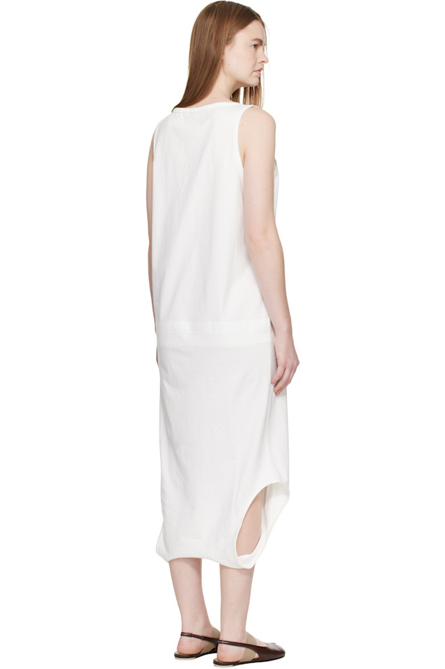 Mm6 Maison Margiela Белое многофункциональное хлопковое трикотажное платье миди — фото 3