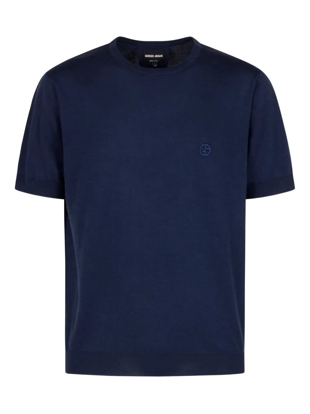 

Свитер с короткими рукавами и вышитым логотипом GIORGIO ARMANI, синий