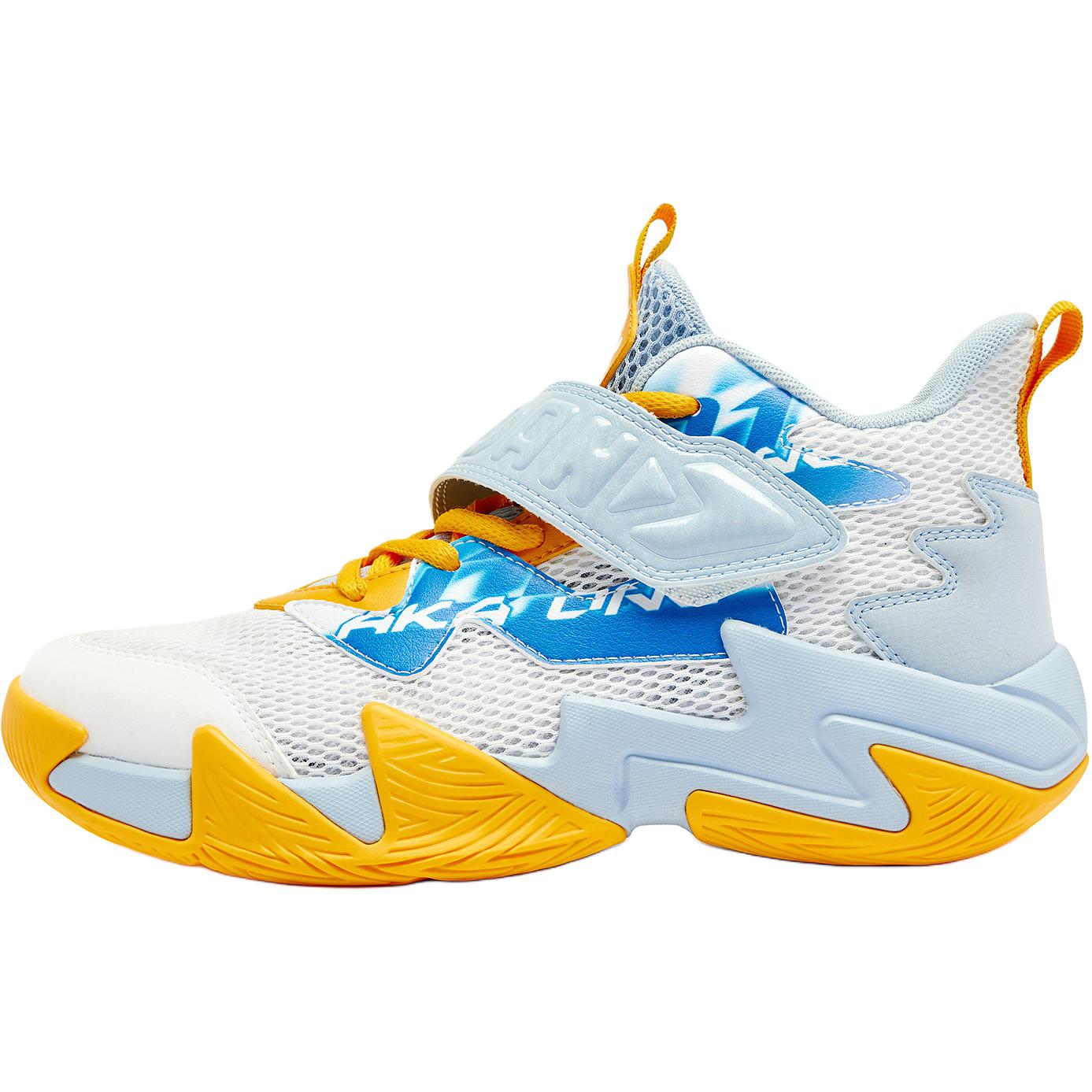 

QIAODAN Скользоустойчивые амортизирующие баскетбольные кроссовки Mid Top для детей White Orange Blue